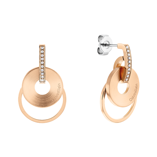Calvin Klein Boucles D'Oreilles Cercles & Cristaux Roses Dorées_Pixies